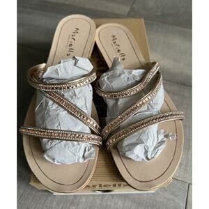 Mariella Sandals Made In Italy, Rose Gold Size 9.5M Strappy Blingy Pink Gorgeous